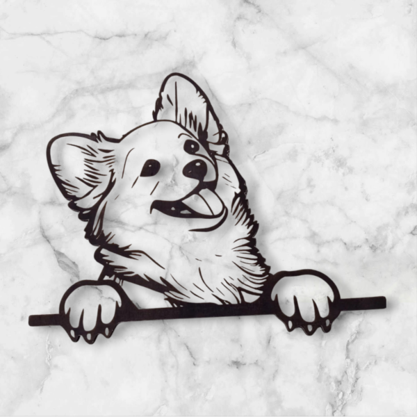 Animal "chien" race corgi en gravure sur bois, personnalisé