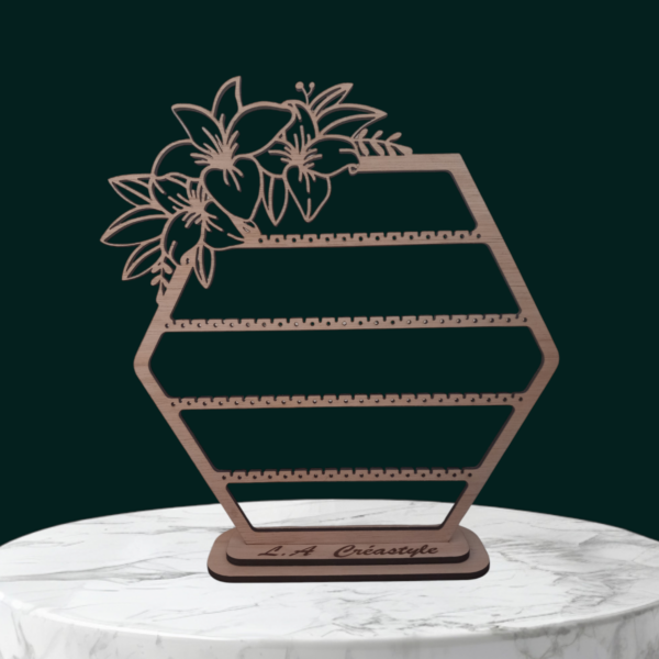 Présentoir à bijoux, en bois naturel, personnalisé