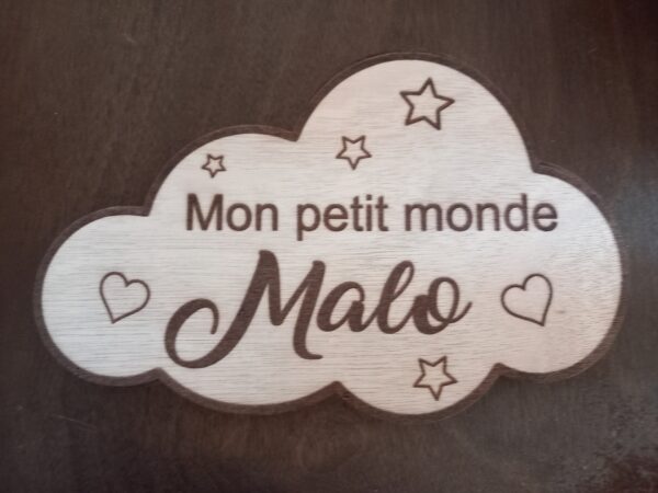 Plaque de porte enfant, décoration "nuage" personnalisé