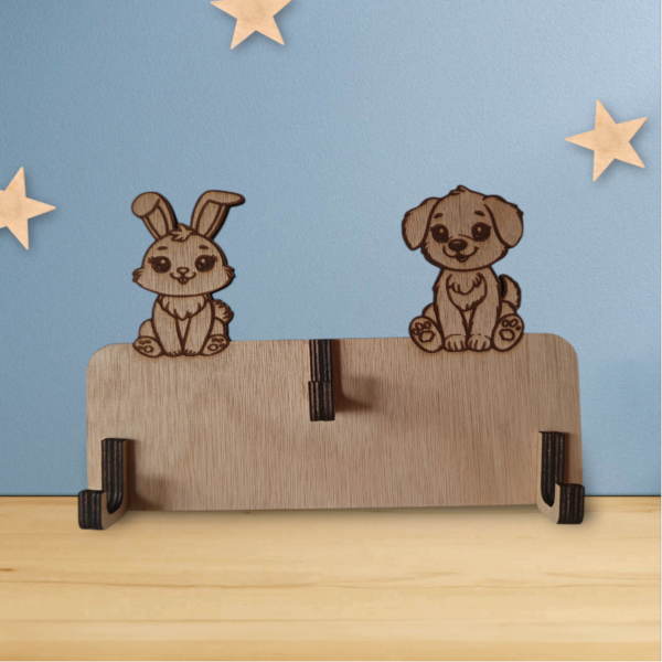 Porte manteau thème animal: lapin-chien